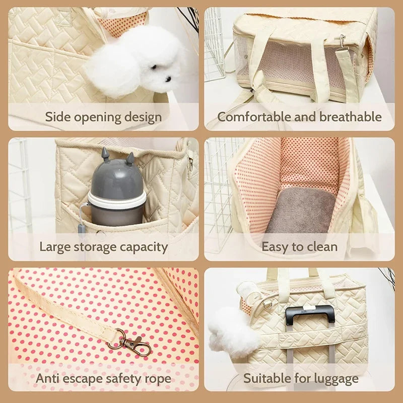 Portable Pet Carrier Tote Bag for Small Dogs & Cats — Breathable Mesh Handbag for Travel & Outdoor Use