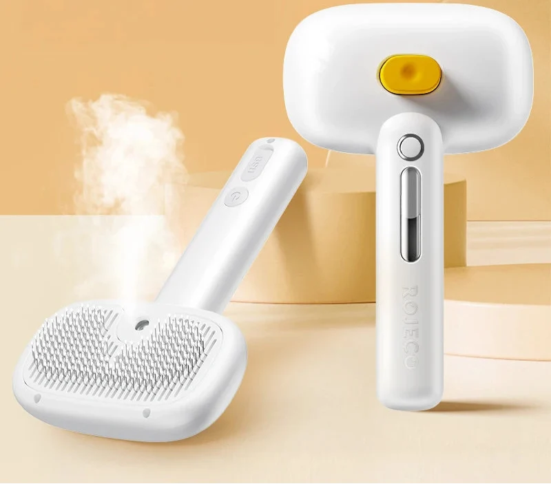 Pet Steam Comb - Electric Spray Brush for Dog & Cat Hair Removal and Grooming