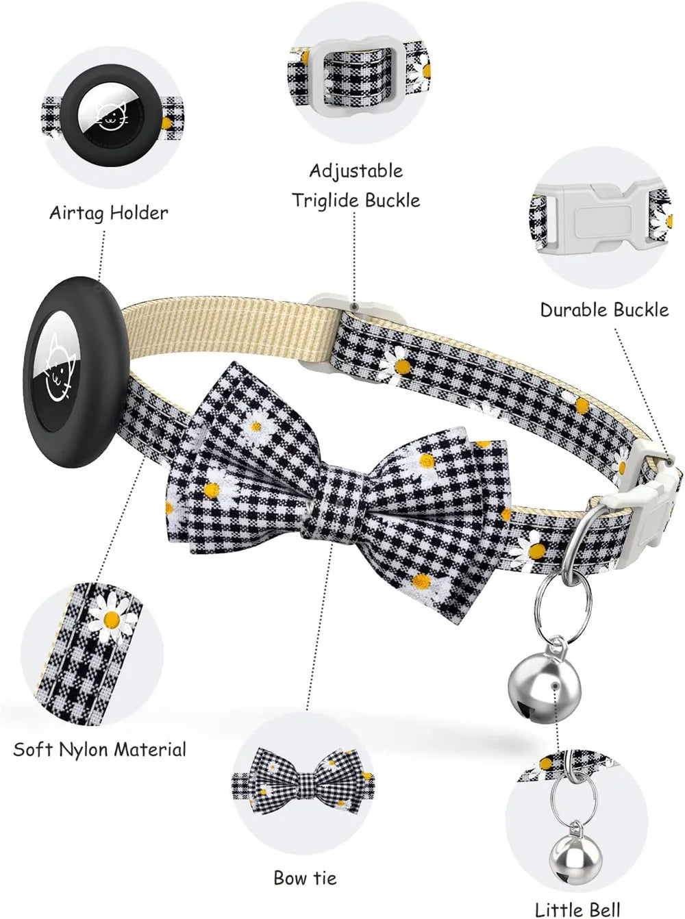 Breakaway Cat Collar with AirTag Holder & Bell