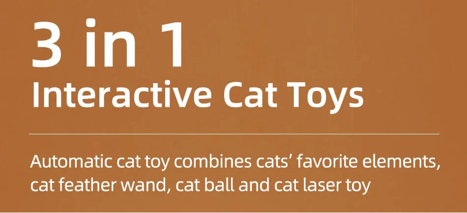 3-in-1 Smart Cat Toy with 360° Laser & 3 Replacement Feather Teasers