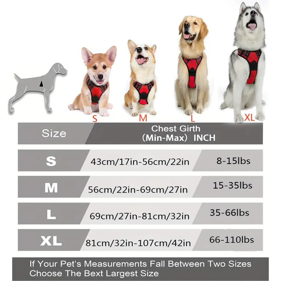 No-Pull Dog Harness with Front Clip & Handle | Heavy Duty Reflective Vest for Easy Walking