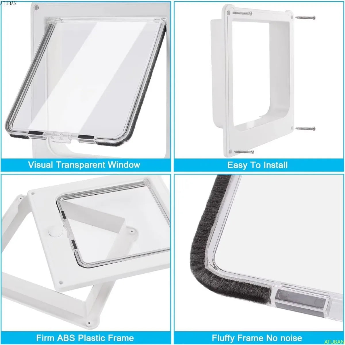 4-Way Cat Door - Magnetic Closure Indoor Pet Door for Cats up to 20lbs