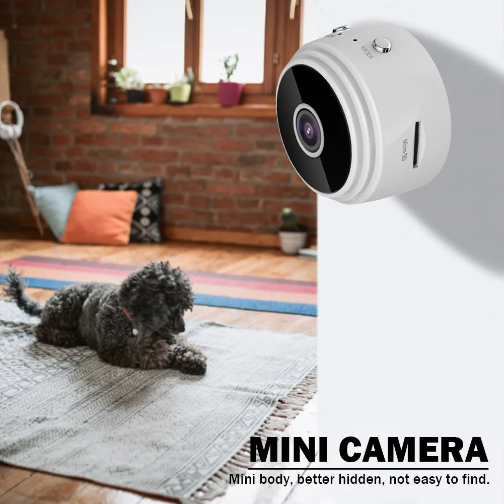 1080P WiFi Mini Security Camera with Night Vision & Magnetic Mount — Black