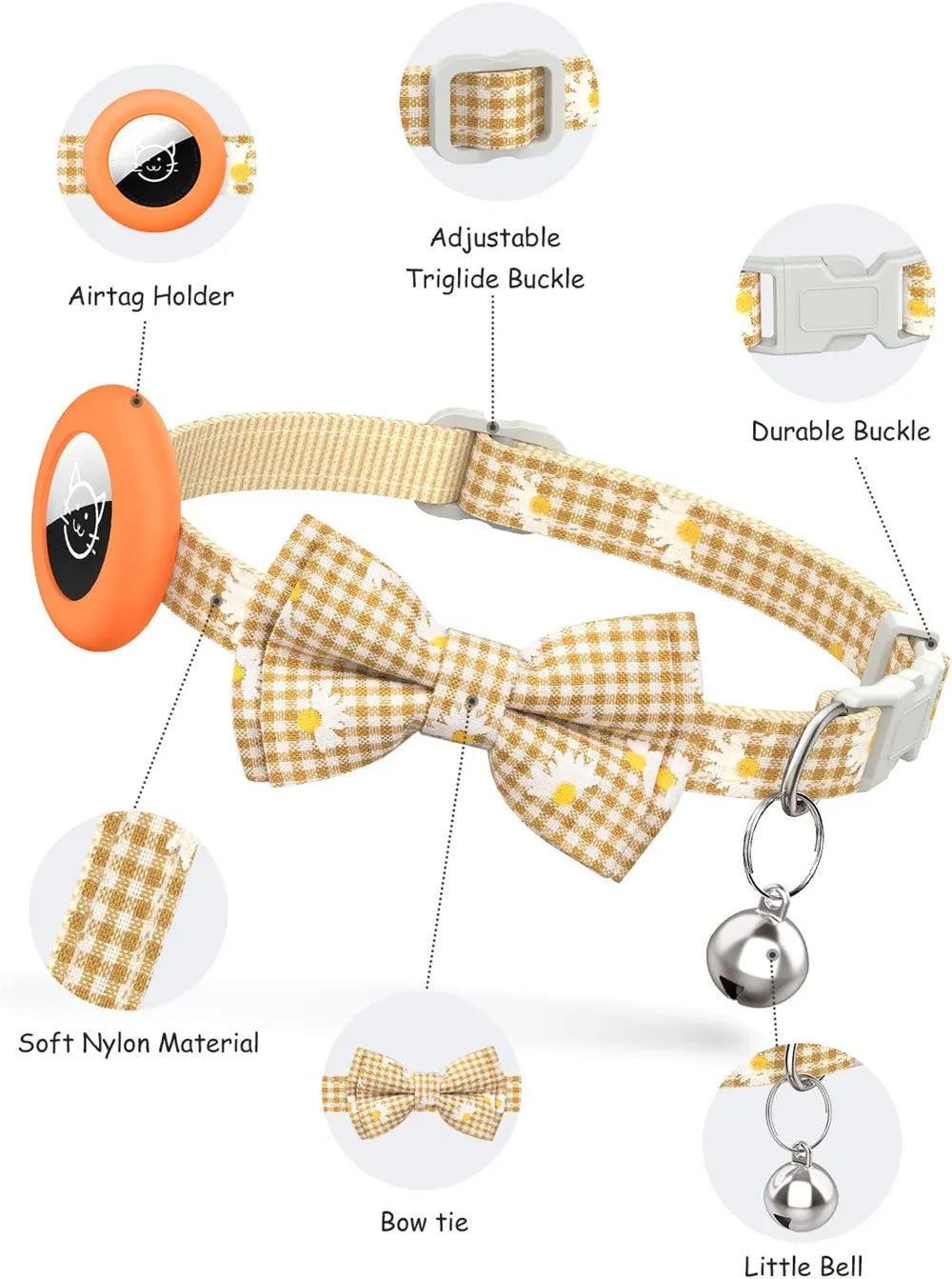 Breakaway Cat Collar with AirTag Holder & Bell