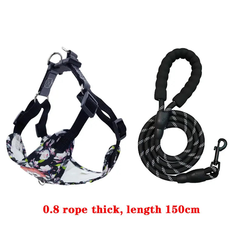 Adjustable Dog Harness & Leash Set with Reflective Strips