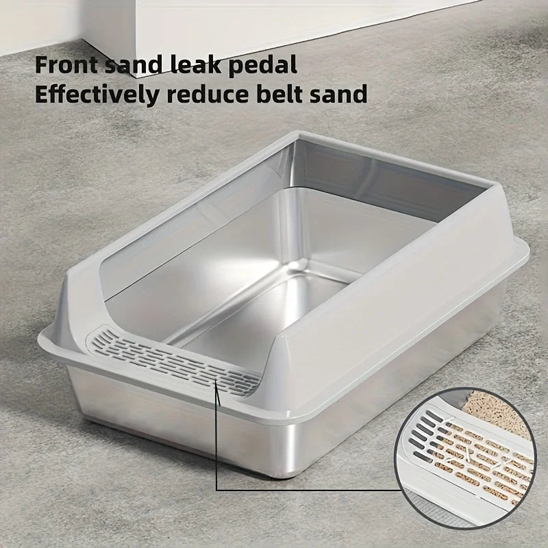 Stainless Steel Semi-Enclosed Cat Litter Box