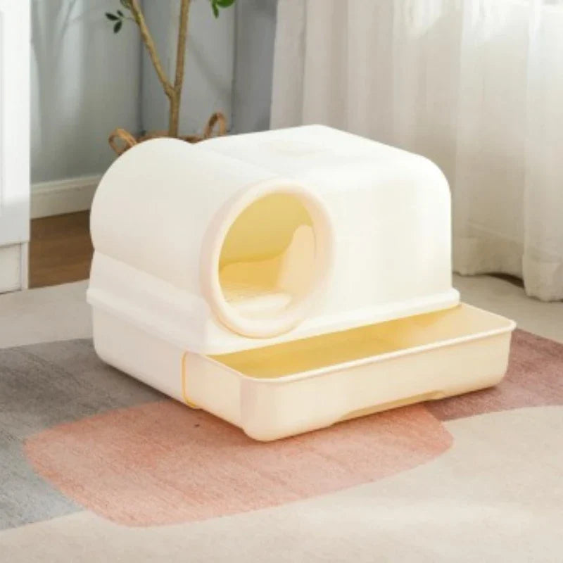 Extra Large Enclosed Self-Cleaning Cat Litter Box — Anti-Splash Foldable Drawer & Odour Control