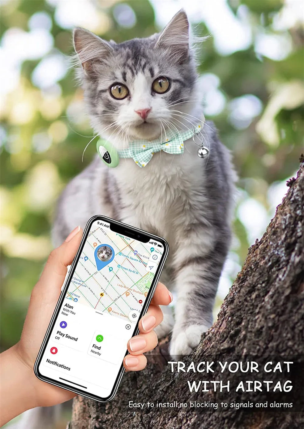 Breakaway Cat Collar with AirTag Holder & Bell