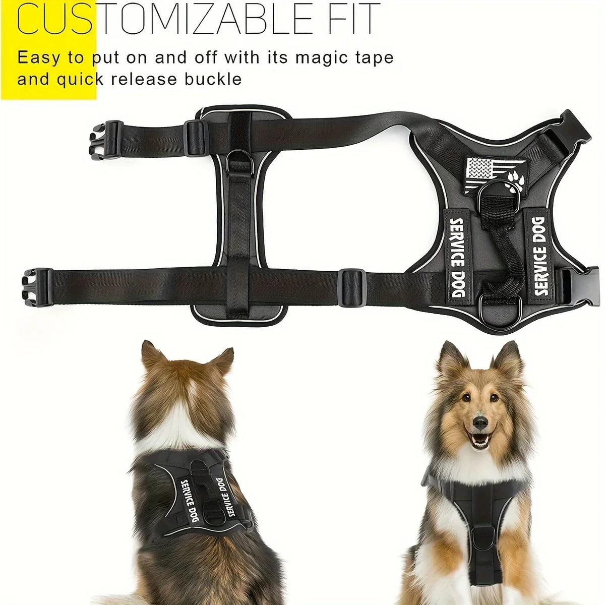 Anti-Pull Tactical Dog Harness with Night Reflective Strips