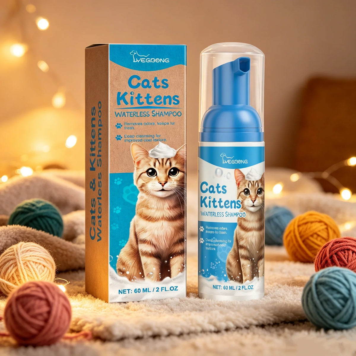 Waterless Cat Shampoo Mousse — Deodorising Foam for Smooth, Fresh-Smelling Fur