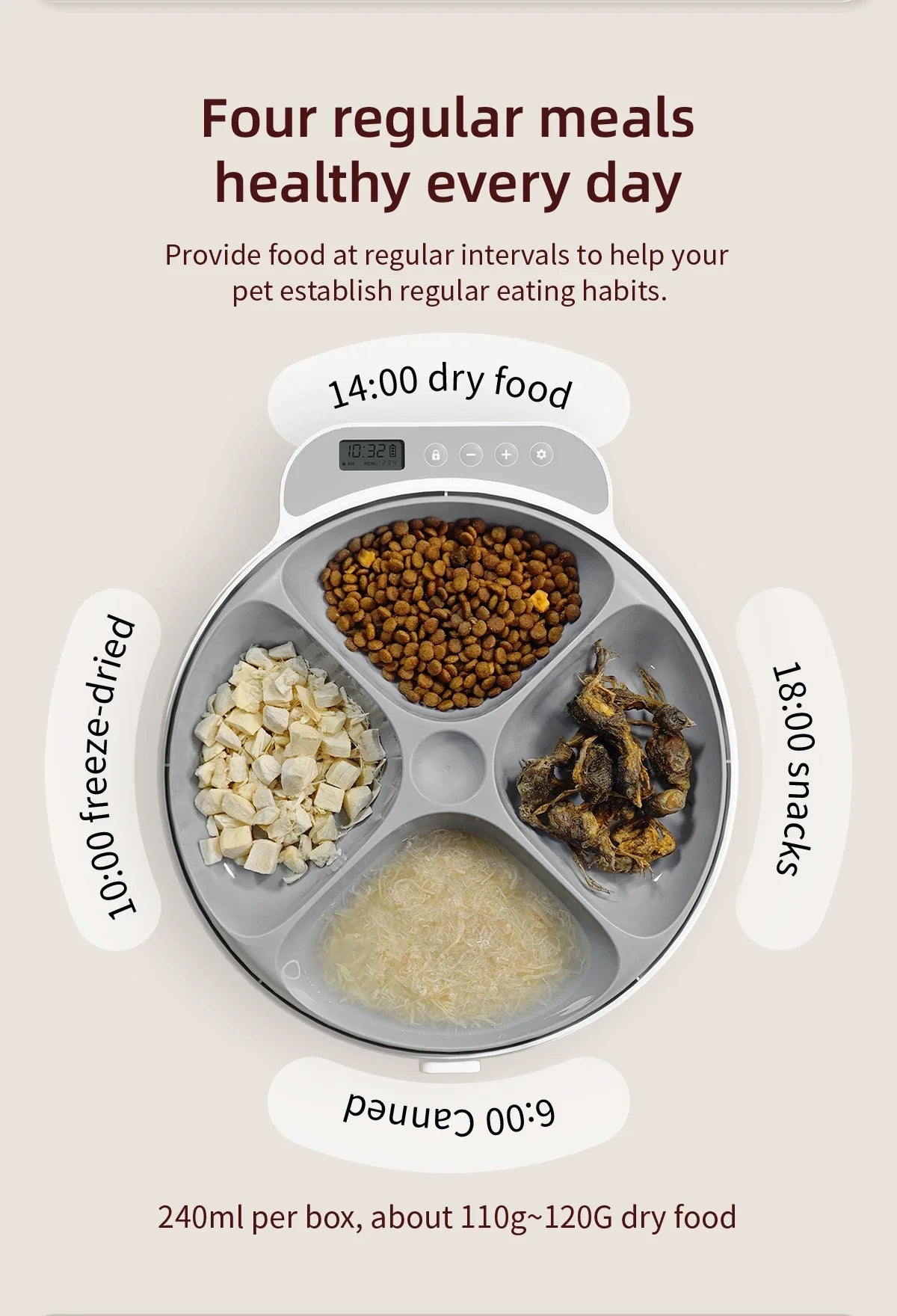 Automatic 4-Meal Pet Feeder with Freshness Control - Slow Feeding Bowl