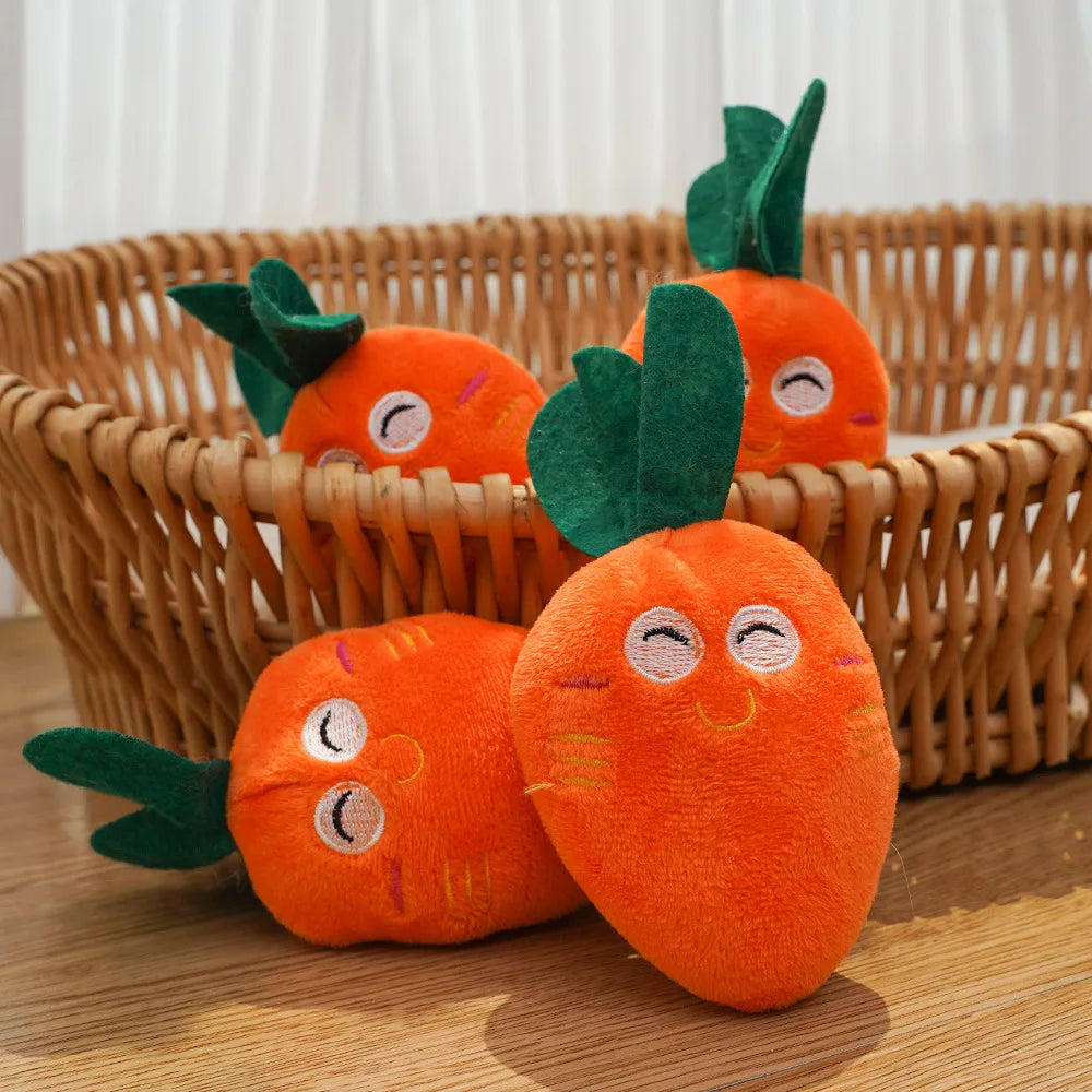Plush Carrot Squeaky Toy for Cats & Small Dogs