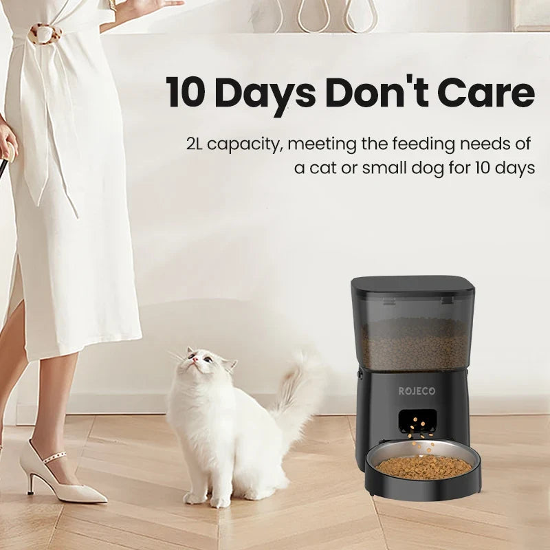Smart Automatic Cat Feeder with Button Control and Kibble Dispenser
