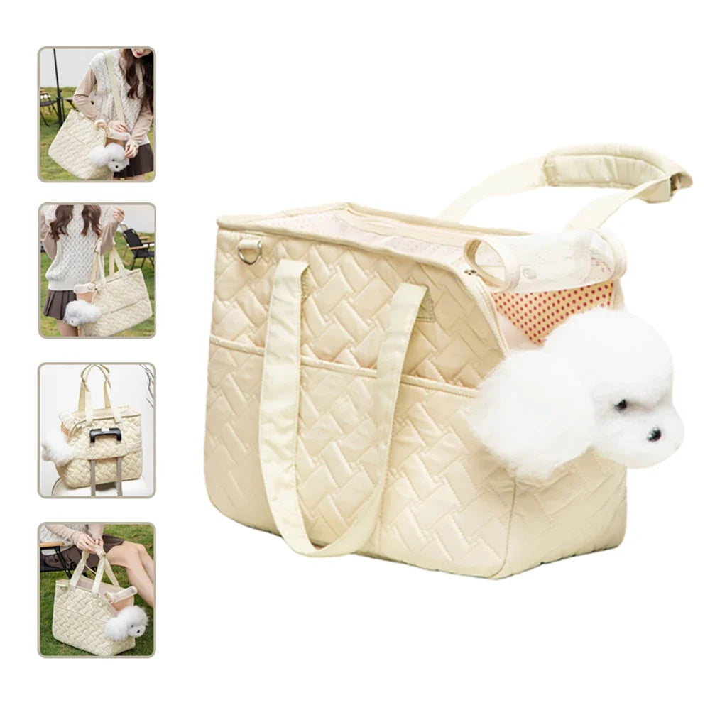 Portable Pet Carrier Tote Bag for Small Dogs & Cats — Breathable Mesh Handbag for Travel & Outdoor Use