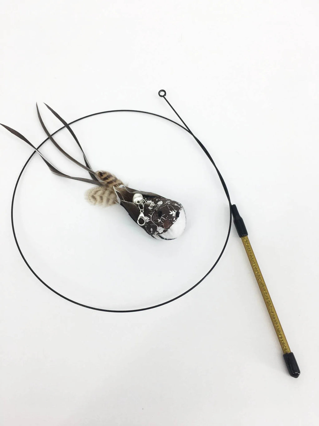 Interactive Feather Wand Cat Toy - Wire Teaser Stick for Kittens