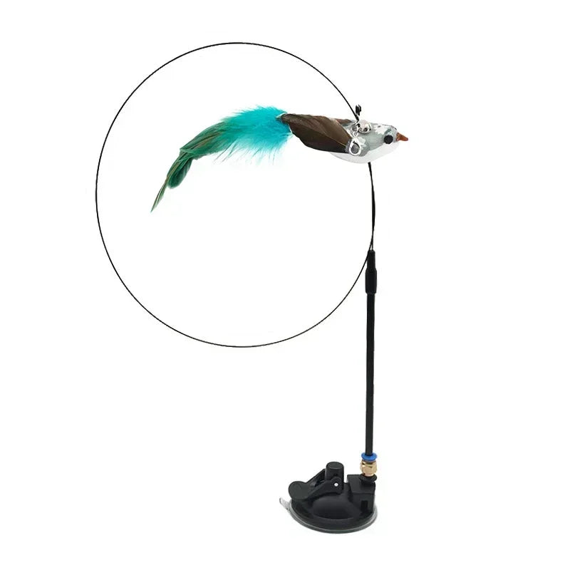 Interactive Bird Feather Wand Cat Toy with Bell - Teaser Stick for Kittens