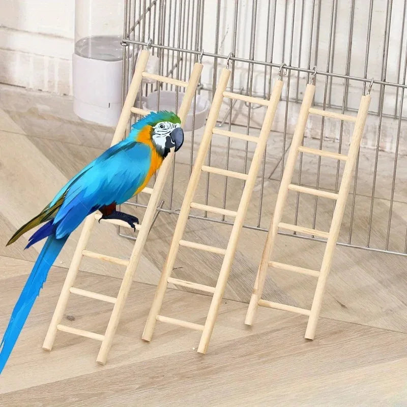 Natural Pine Wood Hanging Ladder Perch for Birds, Parrots & Hamsters