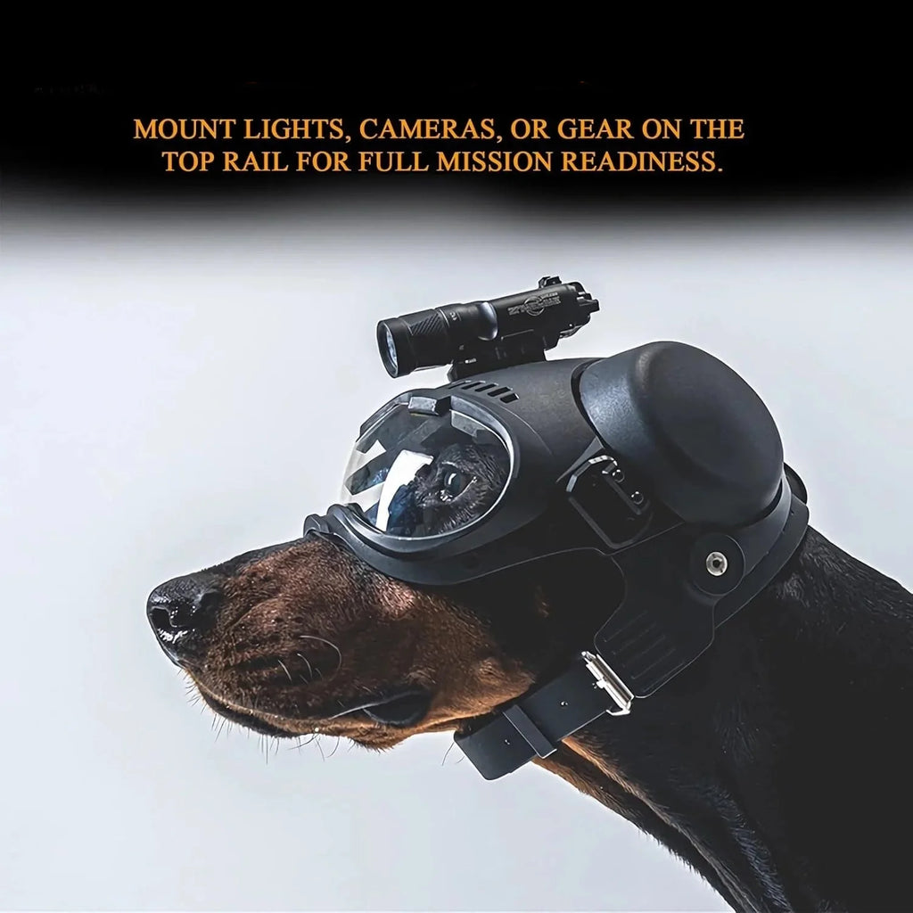 Tactical Dog Helmet with Removable Ear Guards — Adjustable Head Protection for Working Dogs & Large Breeds