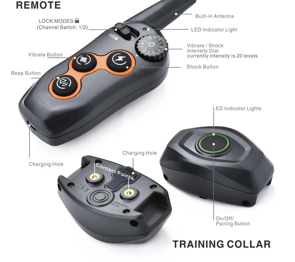 Rechargeable Dog Training Collar - IPX7 Waterproof with Remote for All Dog Sizes