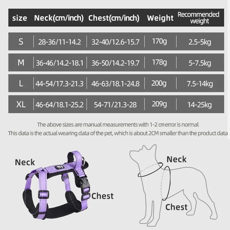 No-Pull Padded Vest Harness with Reflective Straps for Small & Medium Dogs