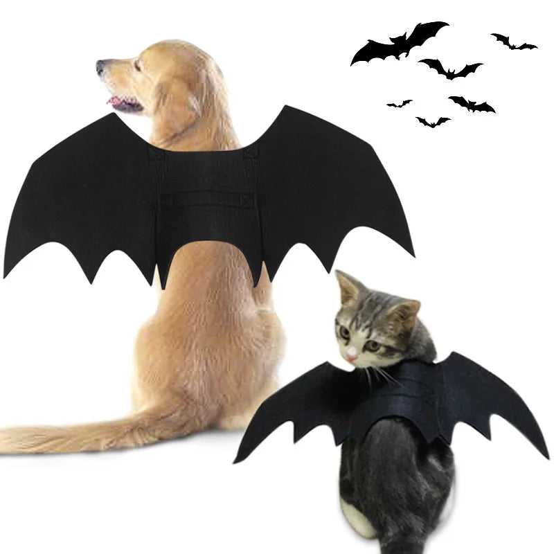 Halloween Bat Wings Costume for Dogs & Cats — Collar Lead & Cosplay Dress-Up Accessories