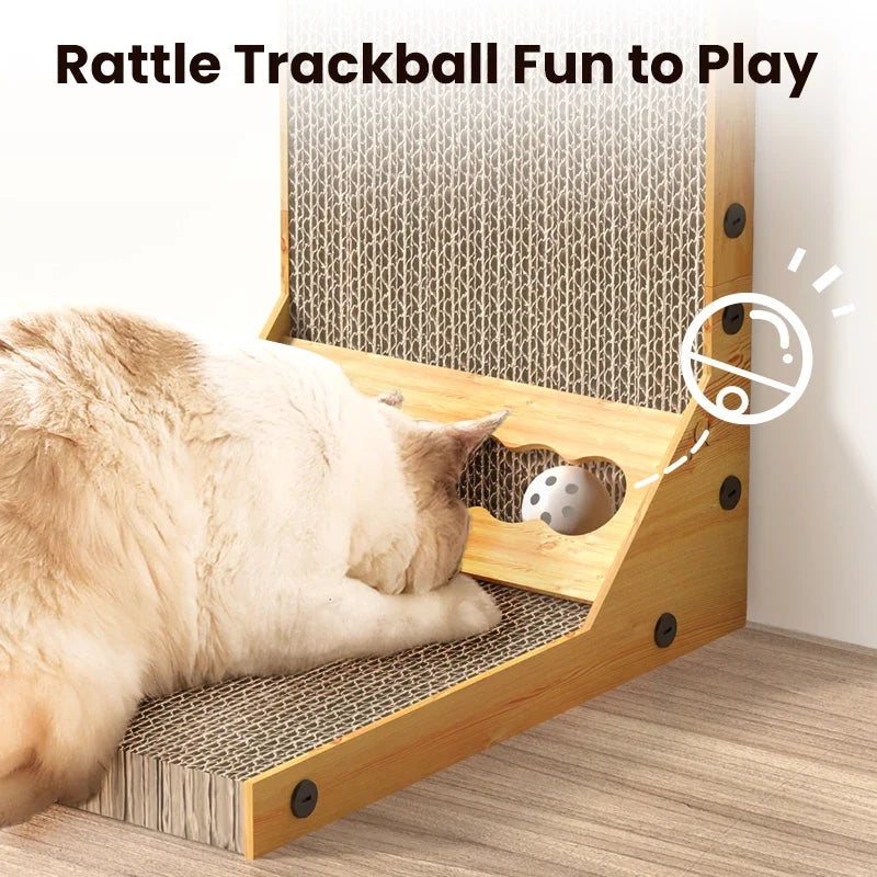 L-Shaped Cat Scratching Board with Claw Grinding Surface and Furniture Protection