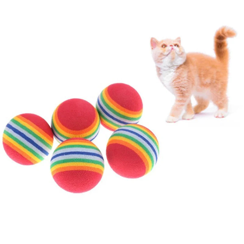 Rainbow Ball Cat Toys - Silent Elastic Balls Multi-Pack