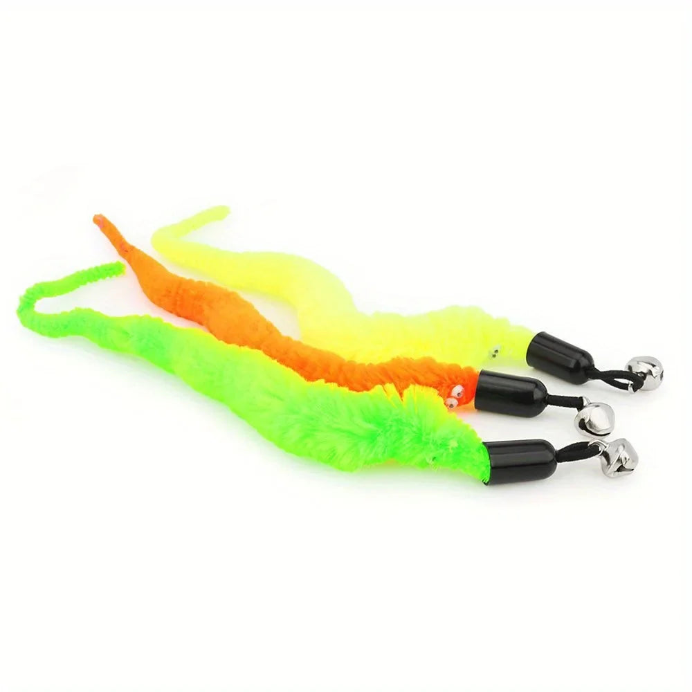 10-Pack Plush Worm Replacement Heads for Cat Wand Toys
