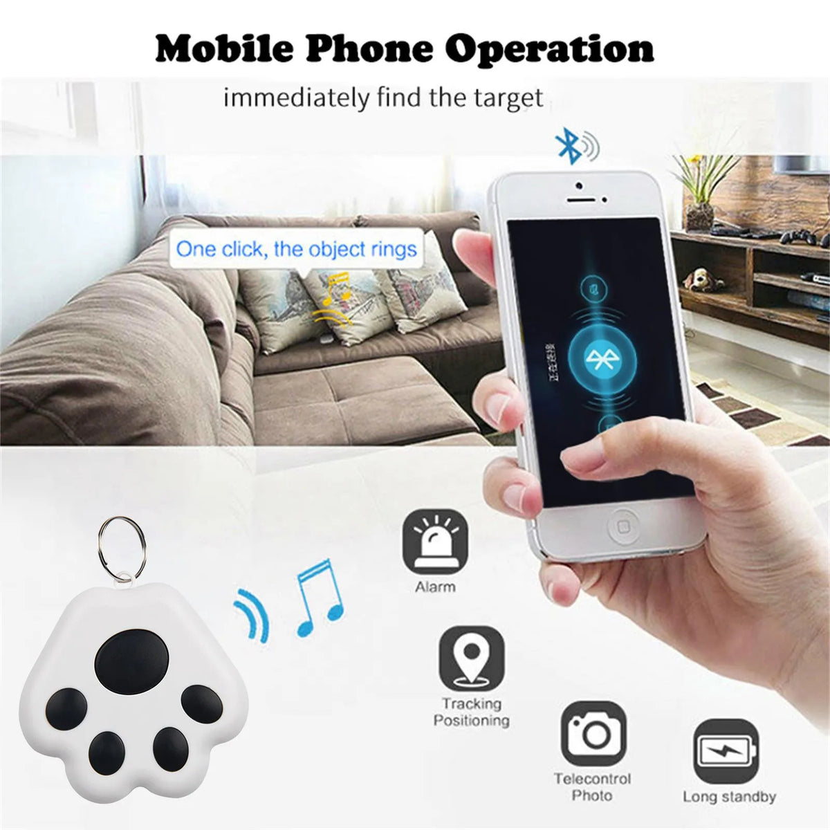 Bluetooth 5.0 Mini Anti-Lost Tracker Tag for Pets, Kids, Keys & Bags