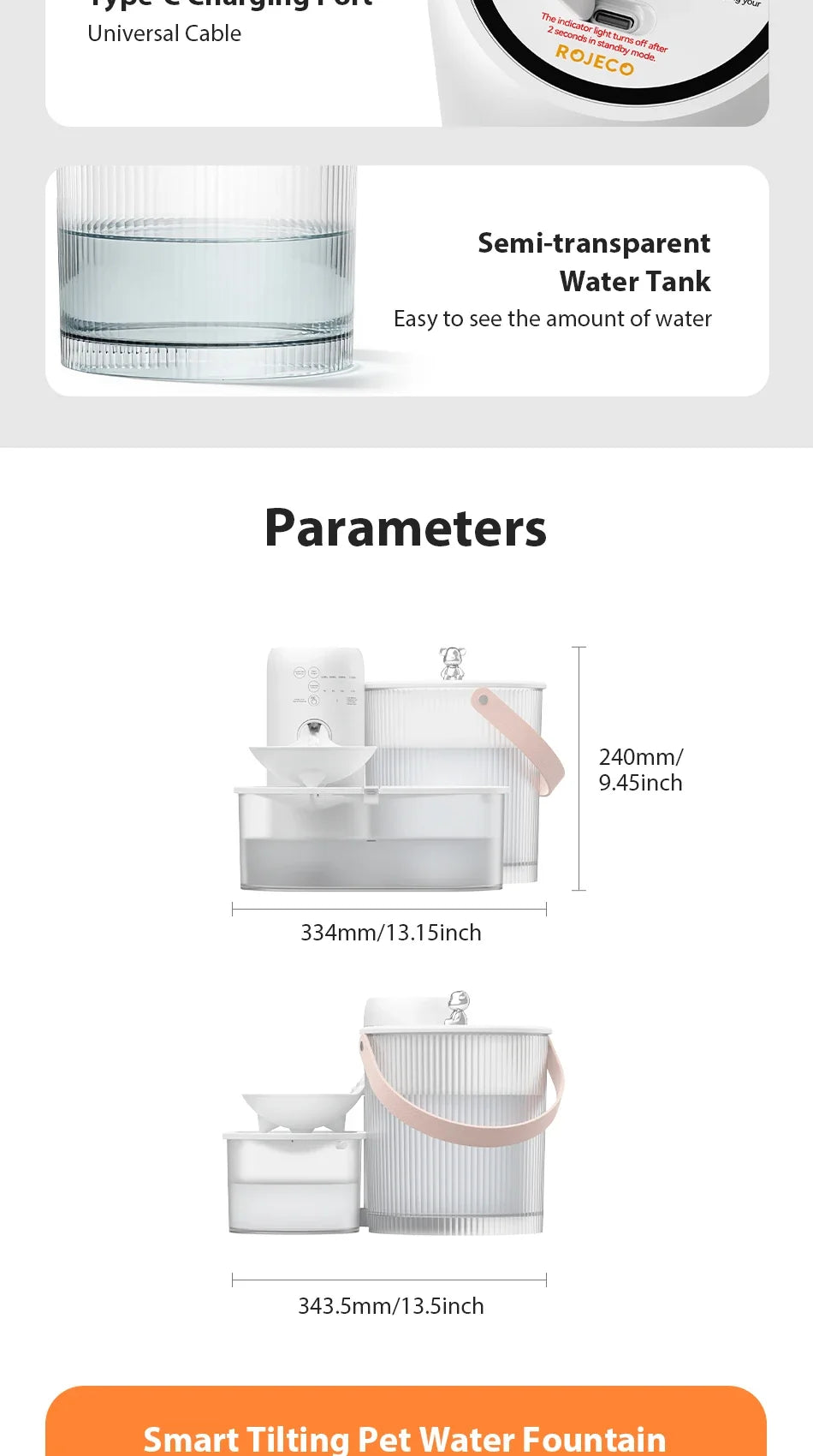 Wireless Smart Cat Water Fountain — 3L Tilting Dispenser with 2600mAh Battery & No-Filter Design