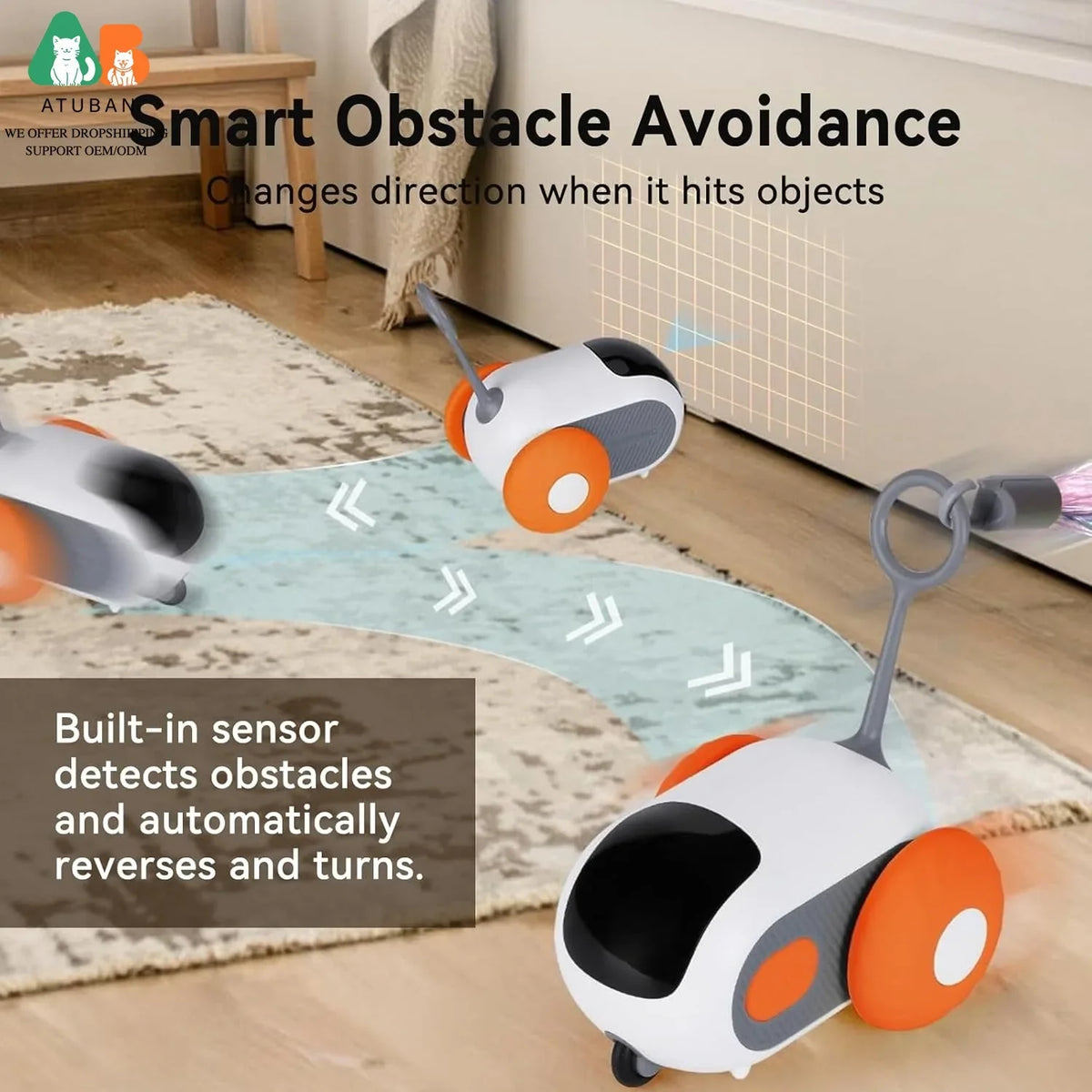 Remote Control Cat Toy with Smart Mode & Obstacle Avoidance — USB Rechargeable