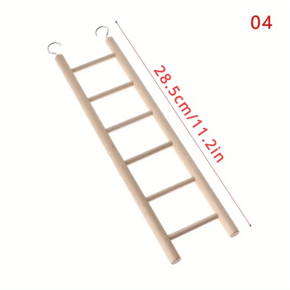 Natural Pine Wood Hanging Ladder Perch for Birds, Parrots & Hamsters