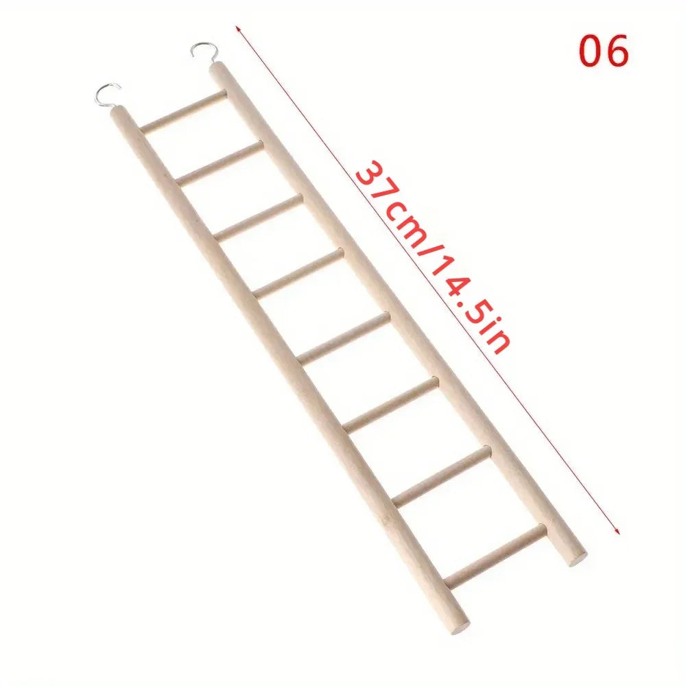 Natural Pine Wood Hanging Ladder Perch for Birds, Parrots & Hamsters