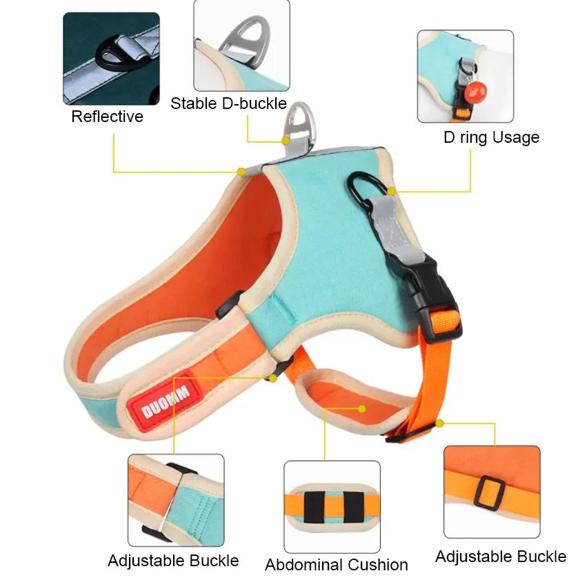 Reflective Dog Harness & Leash Set - Nylon Vest Harness for All Sizes