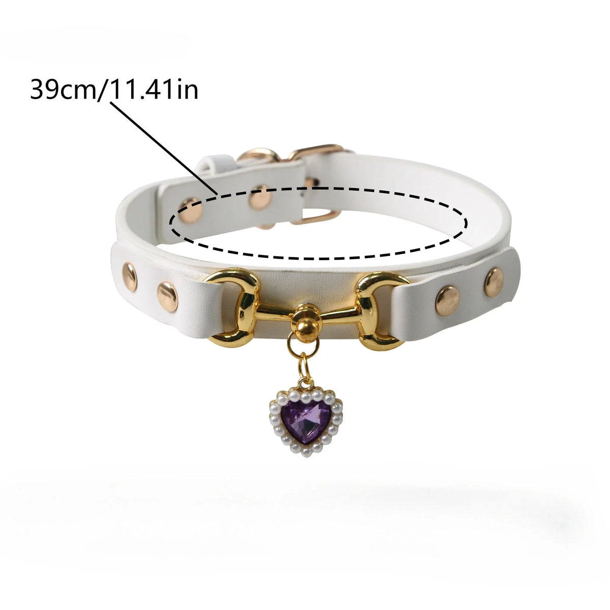 Heart Print Leather Collar for Small Dogs & Cats