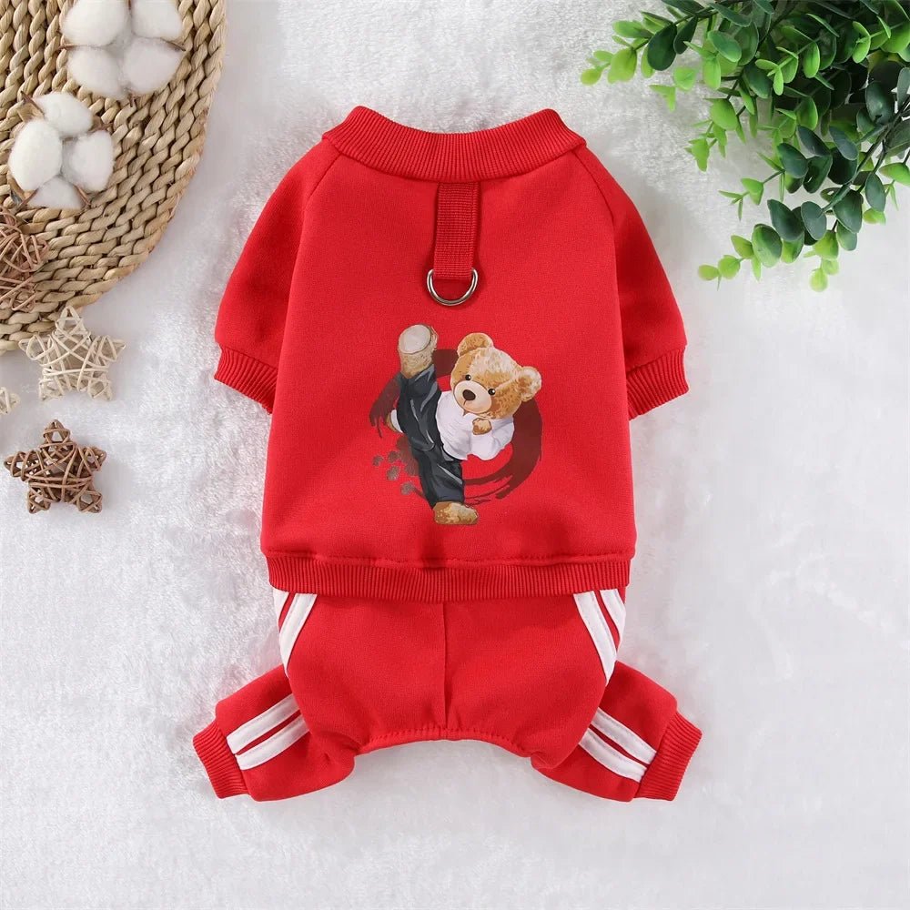 Dog Fleece Hoodie Jumpsuit | Warm Autumn Winter Sweatshirt for Puppies, Cats & Small Dogs