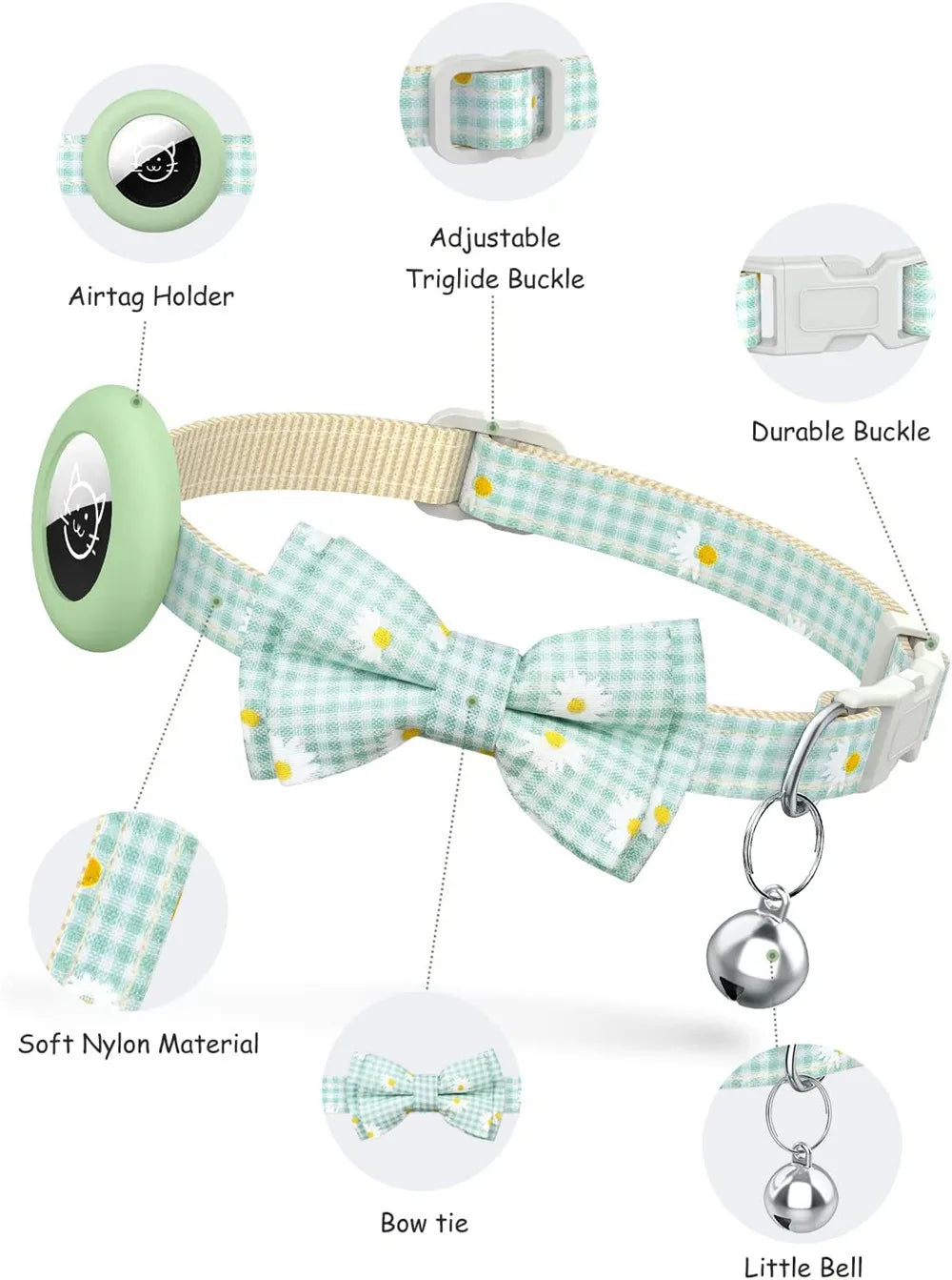 Breakaway Cat Collar with AirTag Holder & Bell