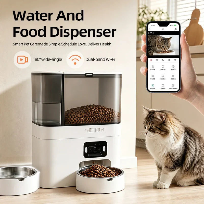 Smart All-in-One Pet Feeder & Water Dispenser with HD Camera & WiFi App Control