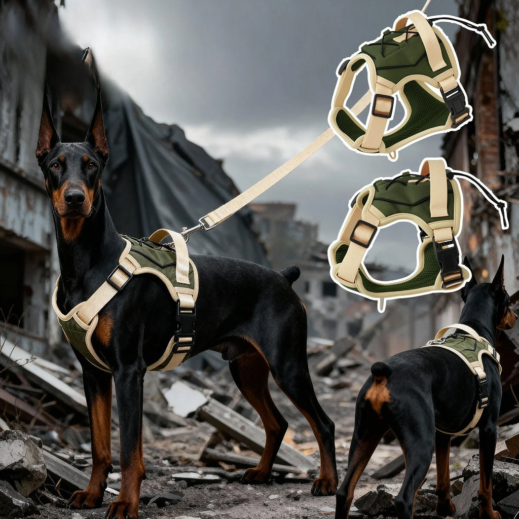 Tactical No-Pull Dog Harness with Handle – Adjustable Vest for Large Dogs
