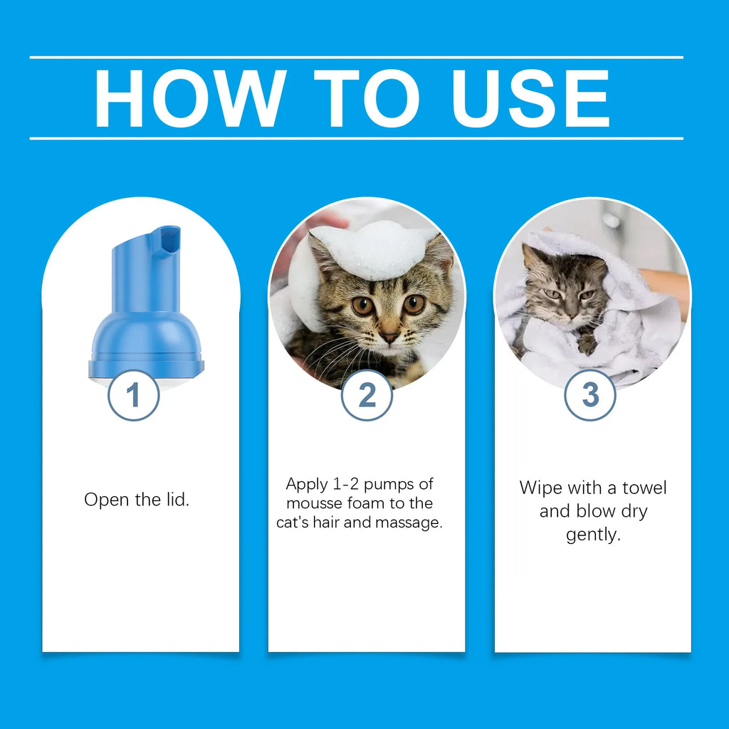 Waterless Cat Shampoo Mousse — Deodorising Foam for Smooth, Fresh-Smelling Fur