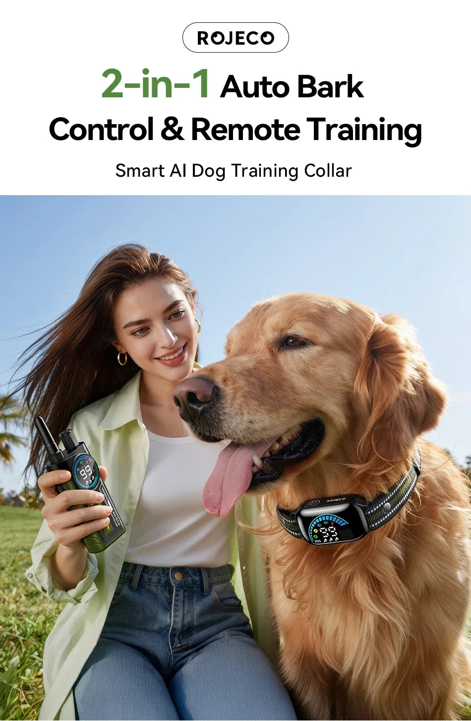 1000m Remote Dog Training Collar with Vibration & Bark Control