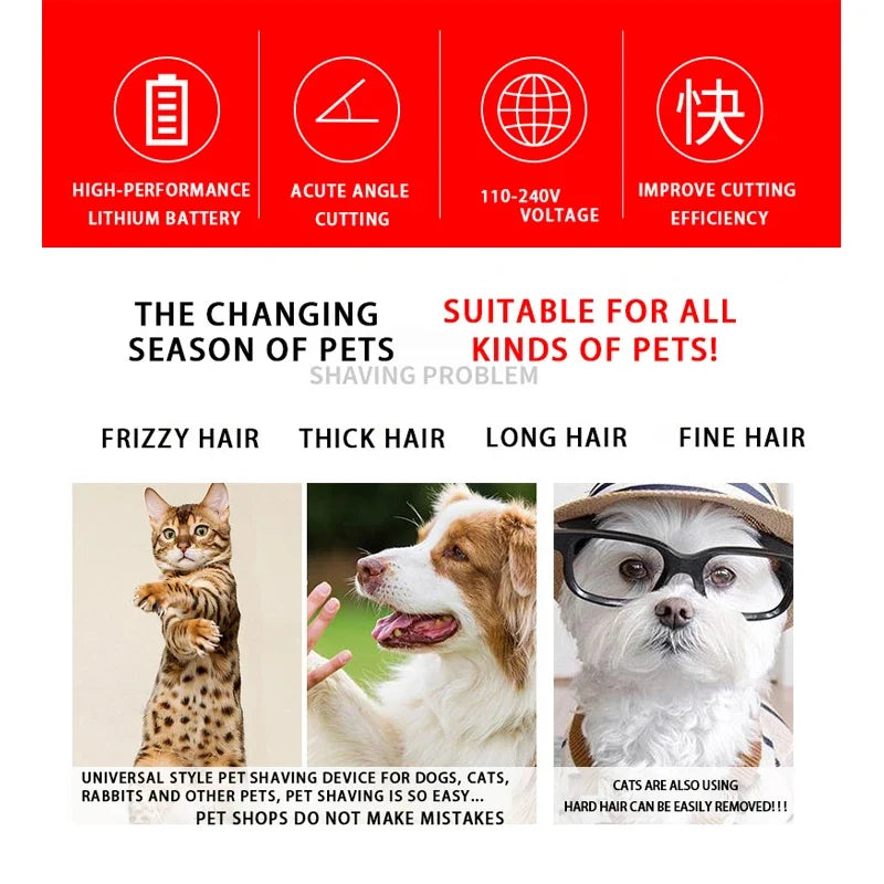 Professional Rechargeable Pet Grooming Clipper Kit for Dogs & Cats