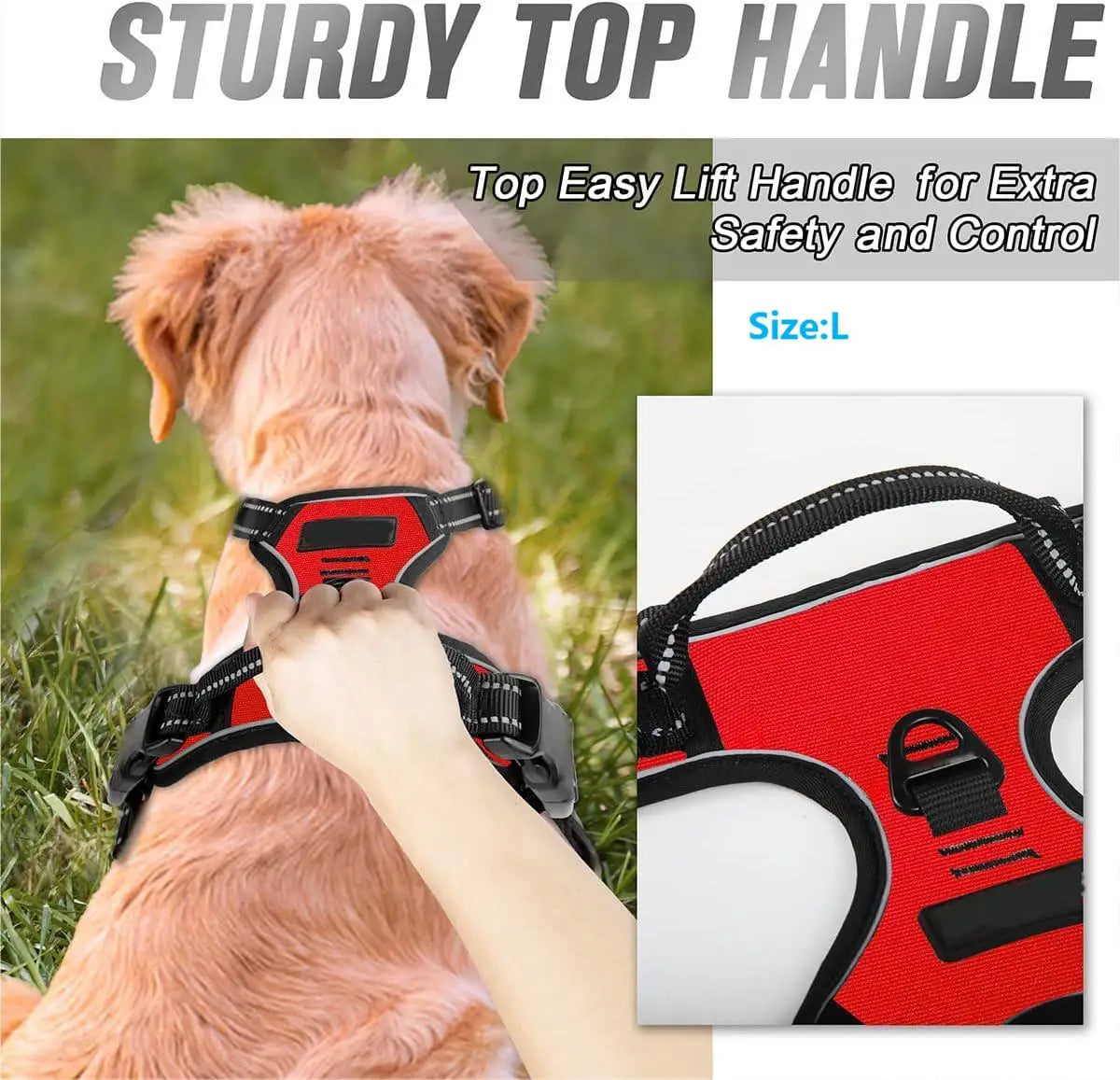 No-Pull Dog Harness with Front Clip & Handle | Heavy Duty Reflective Vest for Easy Walking