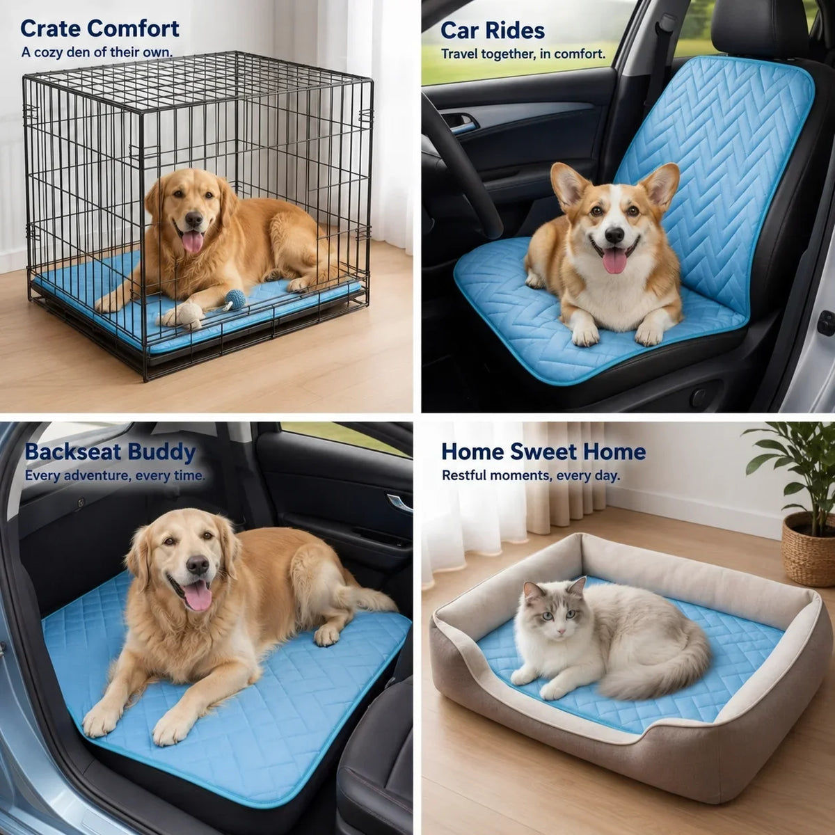 Breathable Cooling Mat for Dogs & Cats — Washable Summer Ice Pad in 4 Sizes, Single or Twin Pack