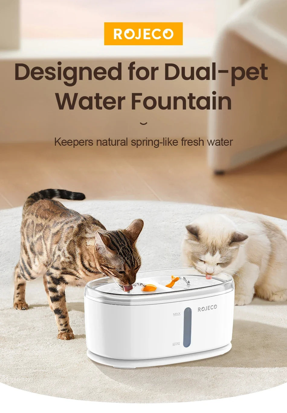 Automatic Wireless Dual-Flow Pet Water Fountain for Cats & Dogs
