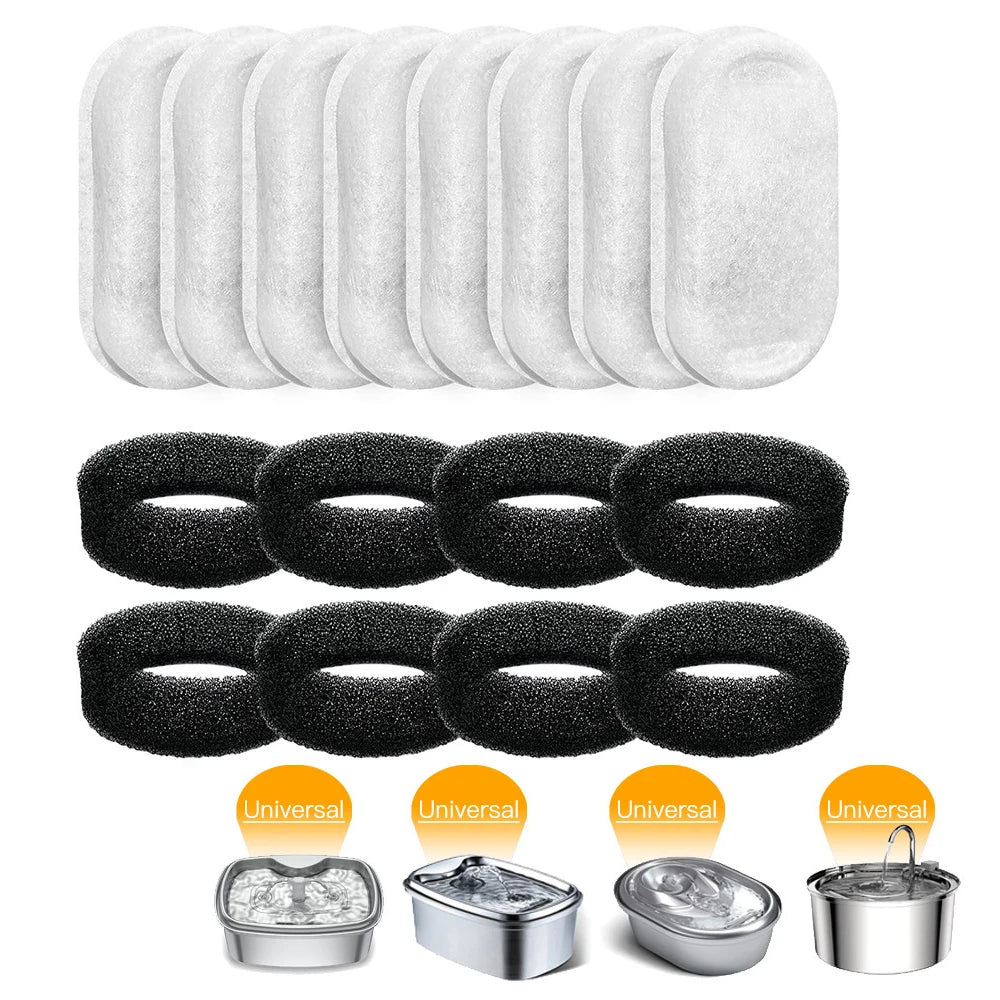 Activated Carbon Replacement Filters for Pet Water Fountains — 8pc