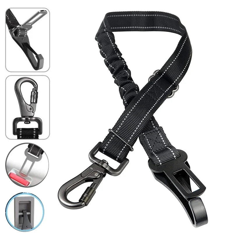 Adjustable Reflective Dog Car Seat Belt Safety Leash