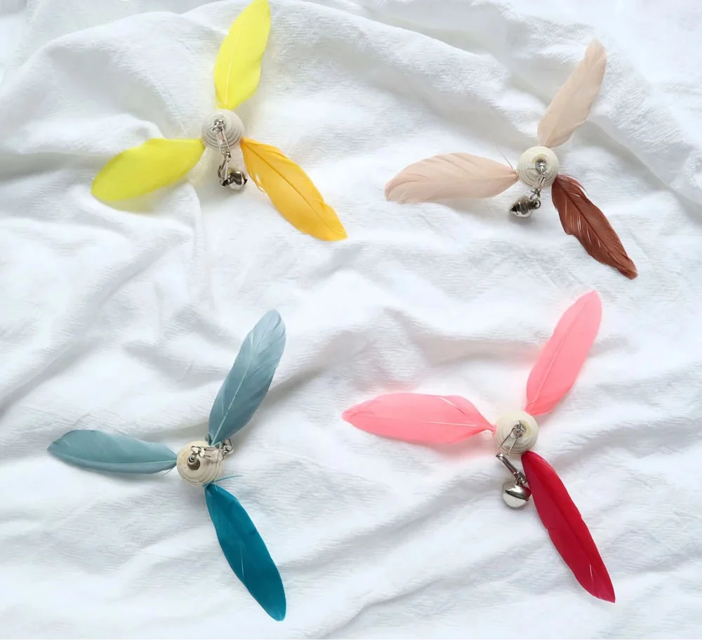 Colourful Feather Windmill Cat Teaser Replacement Heads (4 Pack)