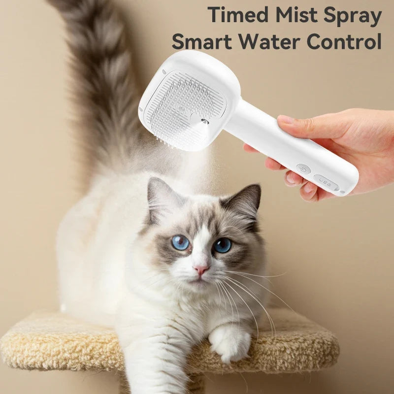 Pet Steam Comb - Electric Spray Brush for Dog & Cat Hair Removal and Grooming