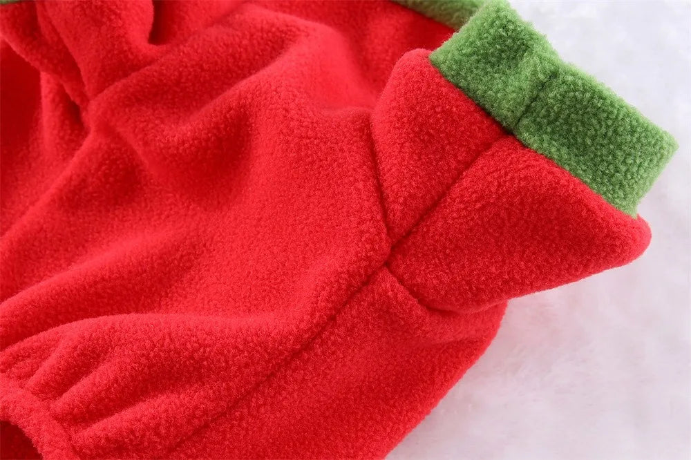 Fleece Dog Jumpsuit Hoodie with Leash Ring — Warm Winter Coat for Dogs & Cats